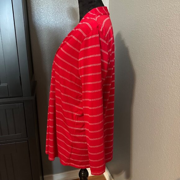 White Stag Open Front Cardigan with Attached Tank Top L Red Striped 12-14 - Picture 6 of 8